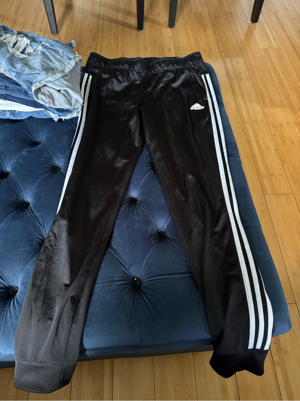 adidas Black Jogger Pants with White Three-Stripes